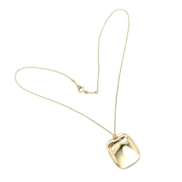 Tiffany & Co 18k Yellow Gold Rectangle Concave Disc ID Necklace - Picture 2 of 10